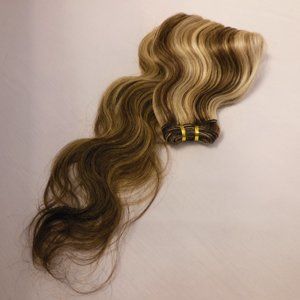 Weft Hair Extensions 100% Human Hair Highlighted 3 Colors 26” Length